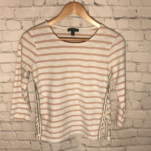 J Crew Striped 3/4 Sleeve Tshirt Top w/ Sequins